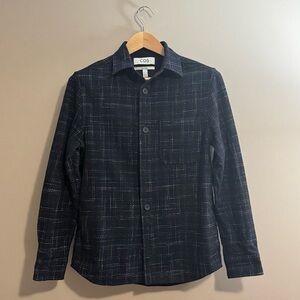 COS Relaxed Fit Wool-Blend Overshirt - Navy Check - XS (Fits Oversized)